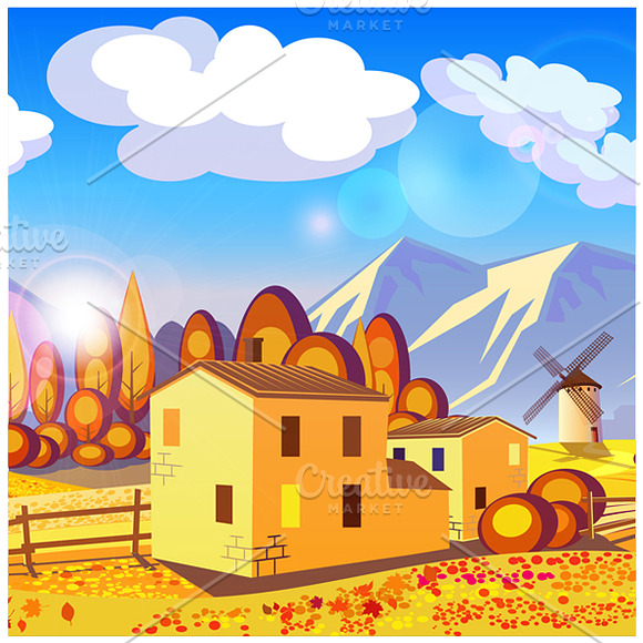 Scenic Autumn Countryside in Illustrations - product preview 1