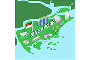 Singapore map, isometric 3d style