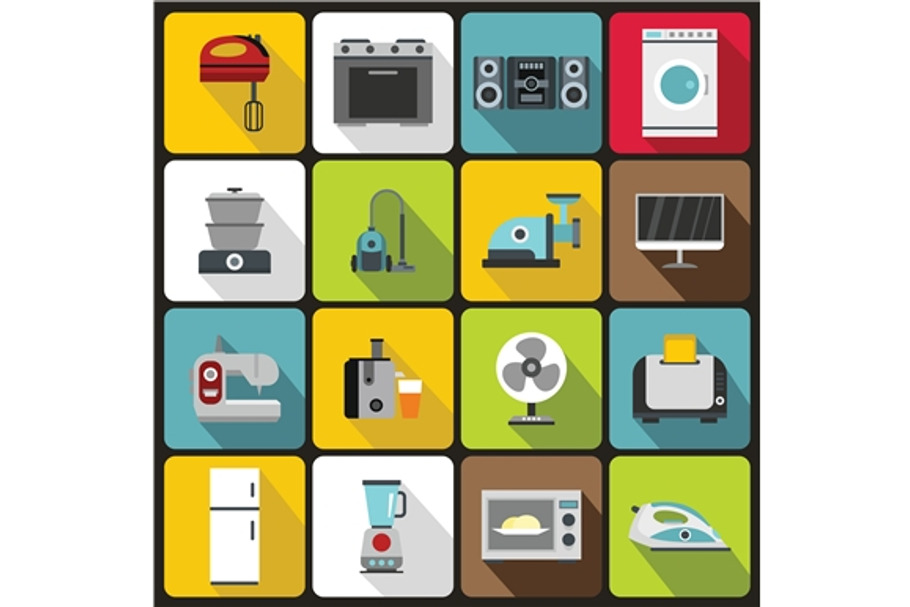 Household appliances icons set in Objects - product preview 8
