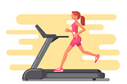 Girl running on treadmill