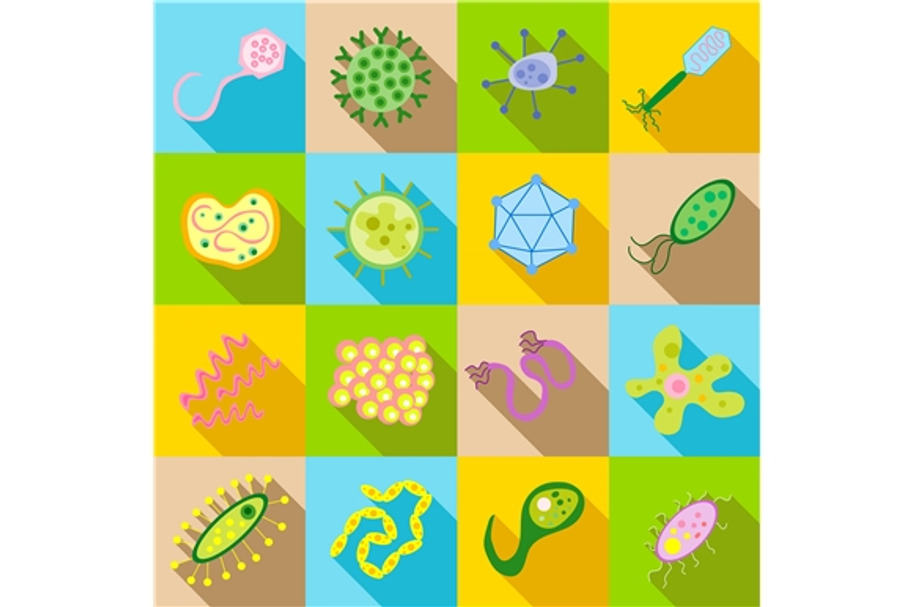 Germ and pathogen icons set in Graphics - product preview 8