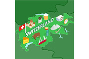 Switzerland map, isometric 3d style