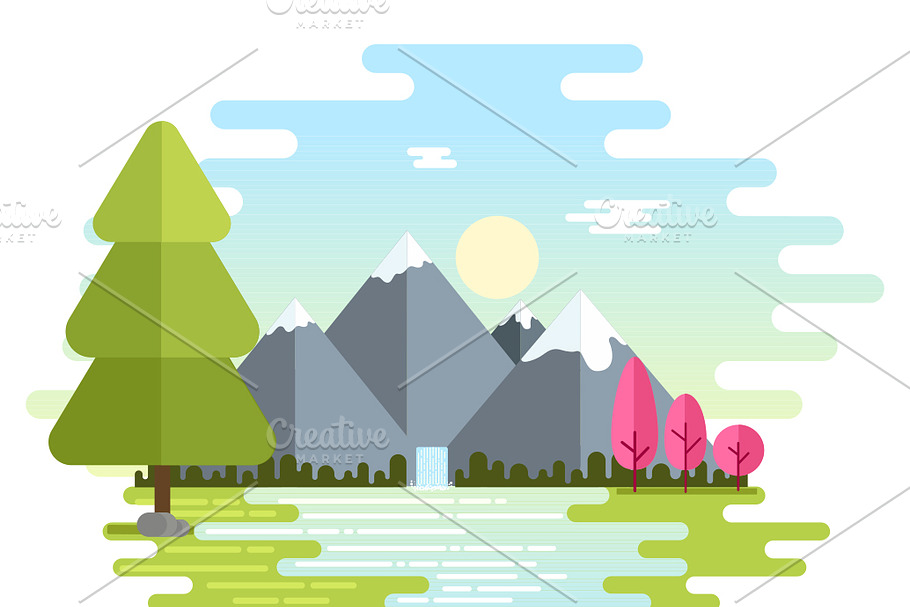 Beautiful Nature landscape in Illustrations - product preview 8