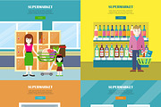 Set of Supermarket Concept