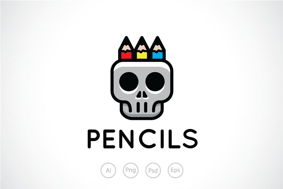 Skull and Pencils Logo Template