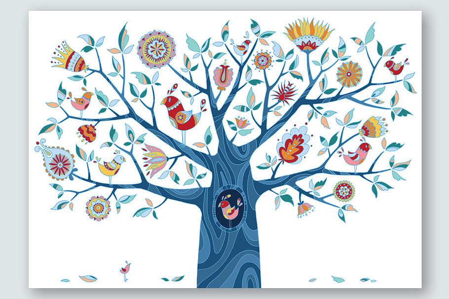 Birds and flovers. Nursery poster. in Illustrations - product preview 8