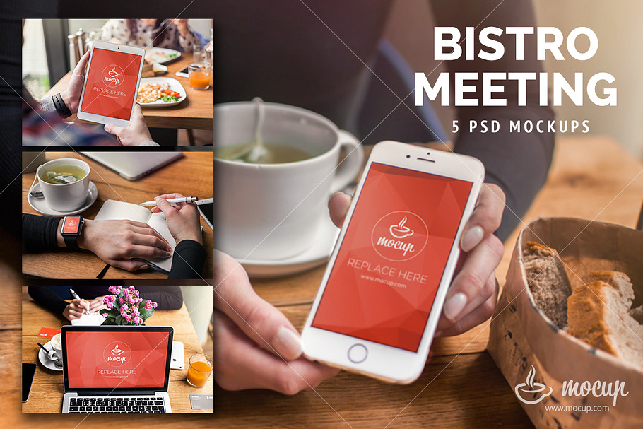 5 PSD Mockups Bistro Meeting in Mobile & Web Mockups - product preview 8