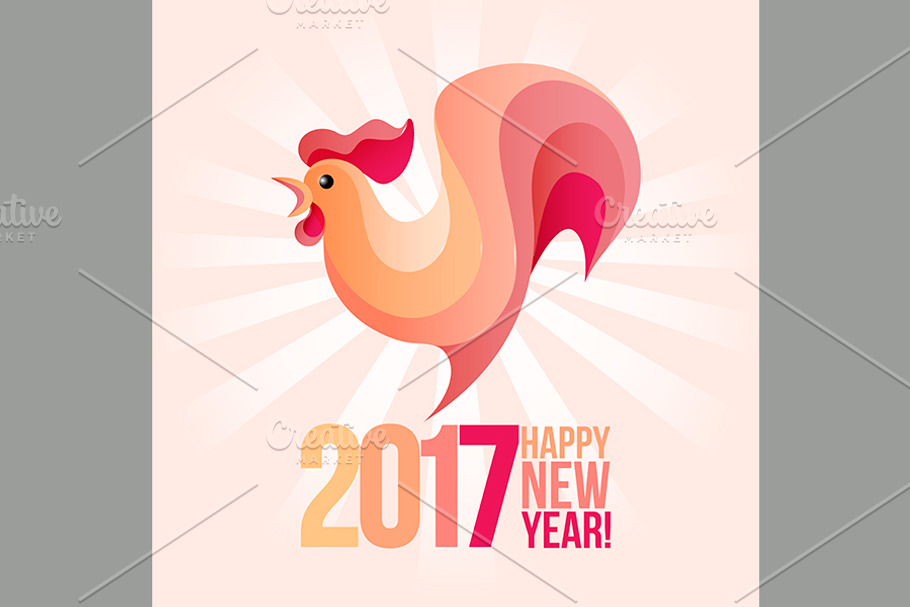 Vector illustration of pink rooster in Illustrations - product preview 8
