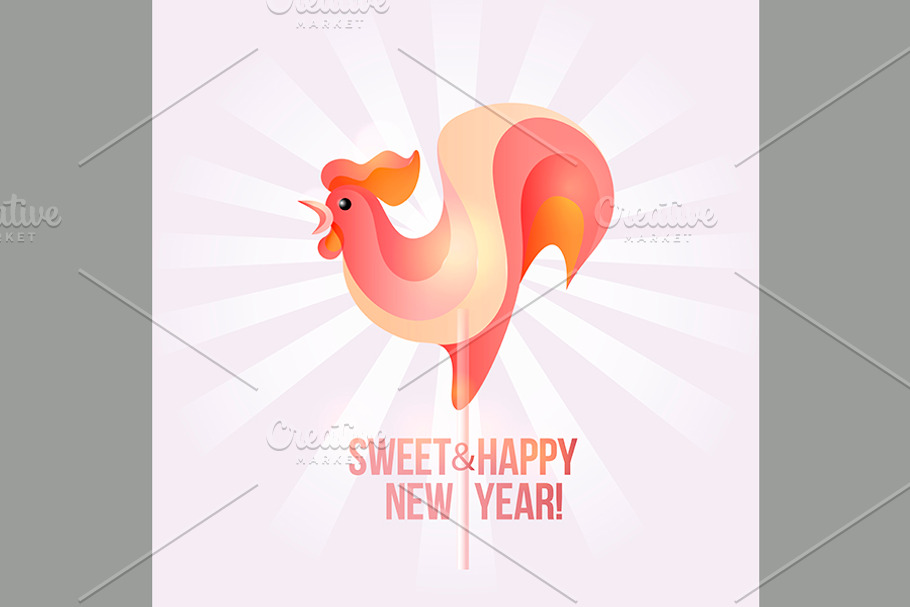 Sign New Year 2017 rooster  in Illustrations - product preview 8