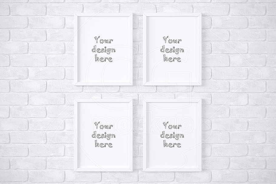 Set of 4 frames 11x14" mockup PSD in Print Mockups - product preview 8