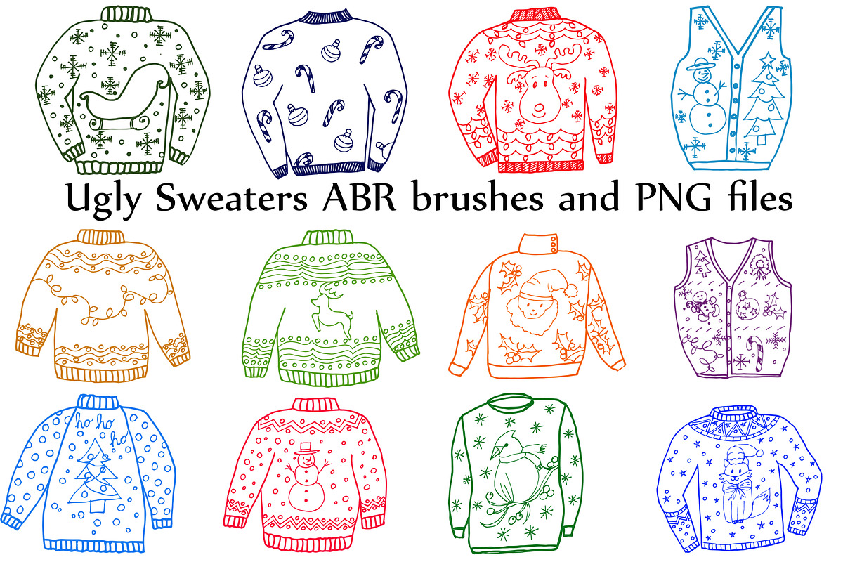 Ugly Sweater ClipArt and ABR brushes in Graphics - product preview 8