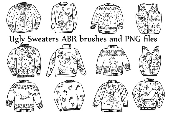 Ugly Sweater ClipArt and ABR brushes in Graphics - product preview 1