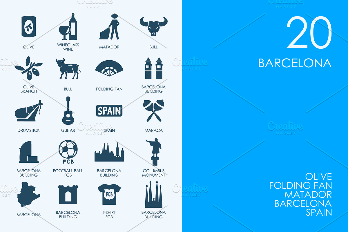 Barcelona icons in Graphics - product preview 8