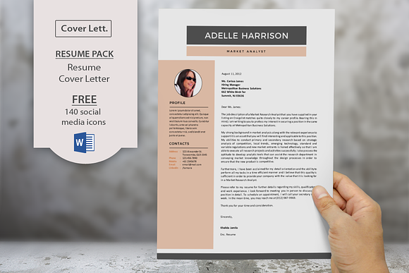 Modern Word docx resume cover letter in Letter Templates - product preview 1