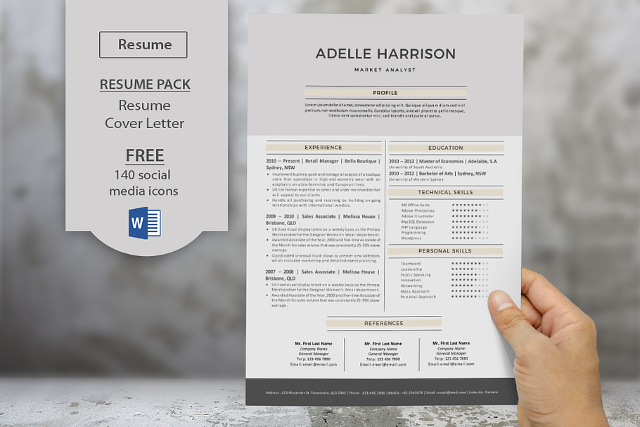 Big bar Word resume cover letter in Letter Templates - product preview 8