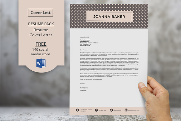 Polkadots 2p resume cover letter in Letter Templates - product preview 1