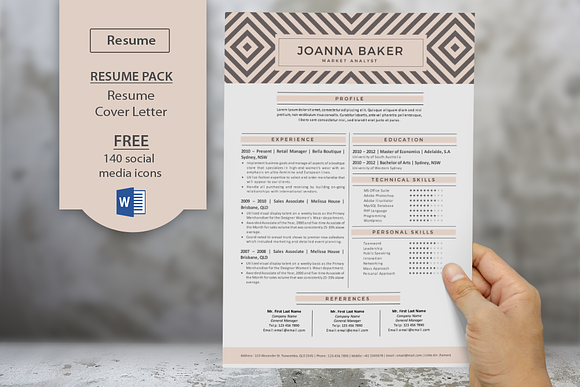 Geometric pattern resume cover in Resume Templates - product preview 1