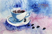 Watercolor cup of coffee