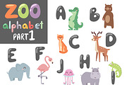 Animals alphabet symbols vector set