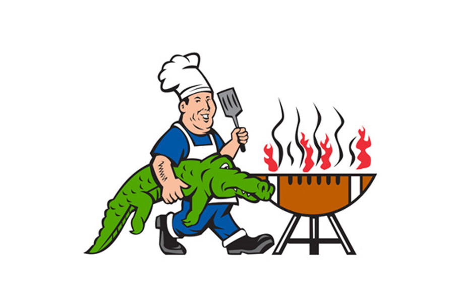Chef Alligator Spatula BBQ Grill  in Illustrations - product preview 8
