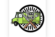Color vintage Food truck emblem