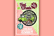 Color vintage Food truck poster