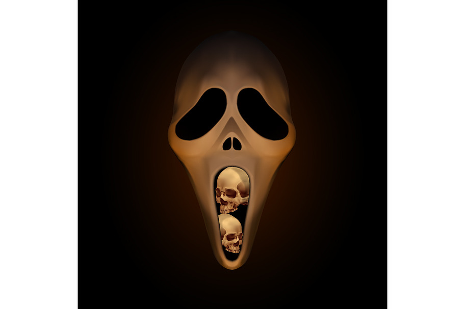 Spooky halloween mask with skull in Illustrations - product preview 8