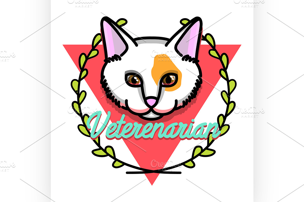 Color vintage veterinarian emblem in Illustrations - product preview 8