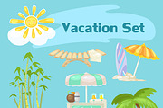 Sunny vocaton beach vector set