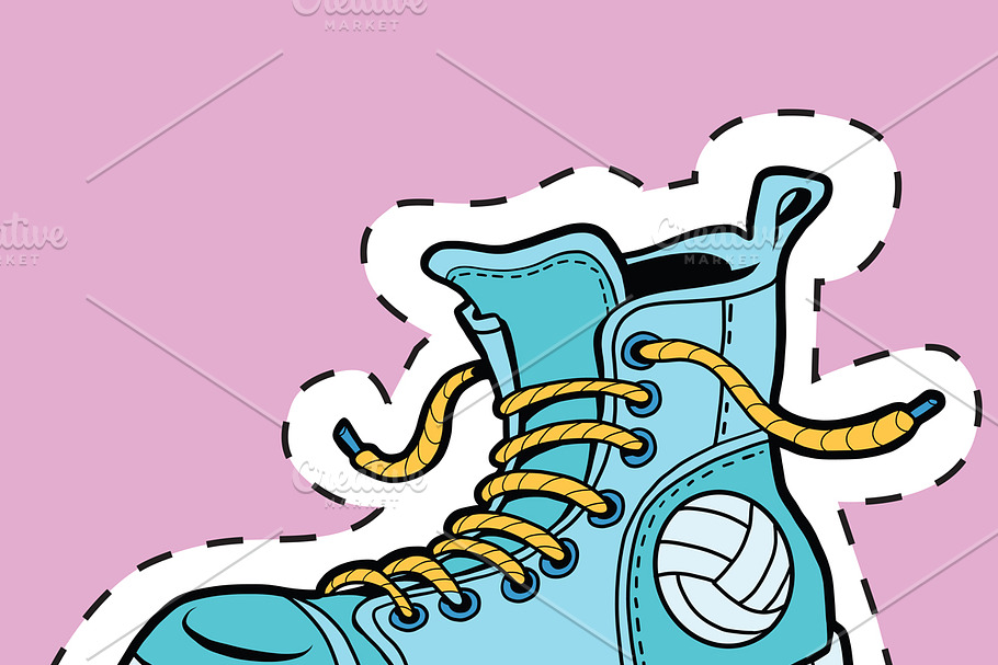Sticker label sports rubber shoes in Illustrations - product preview 8