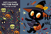 happy halloween vector black cat