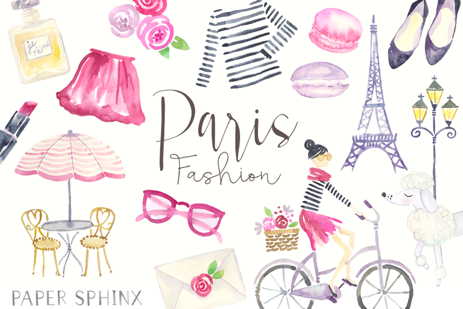 Watercolor Paris Fashion Pack in Illustrations - product preview 8