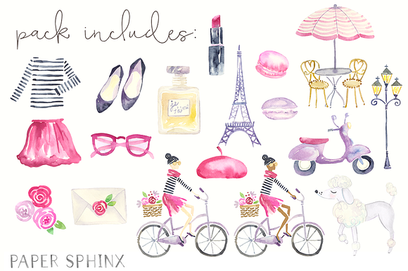 Watercolor Paris Fashion Pack in Illustrations - product preview 1