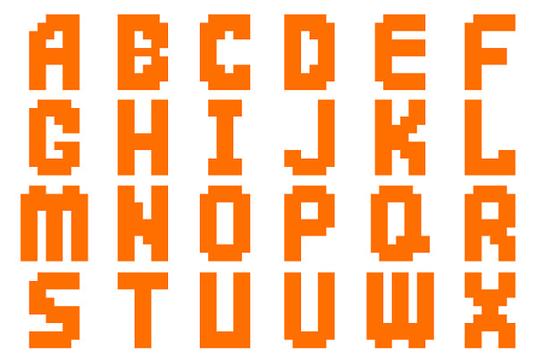 Pixel alphabet digital type vector