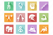 Strength icons flat, simple and fill