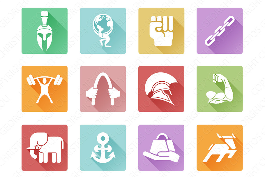 Strength icons flat, simple and fill in Simple Icons - product preview 8