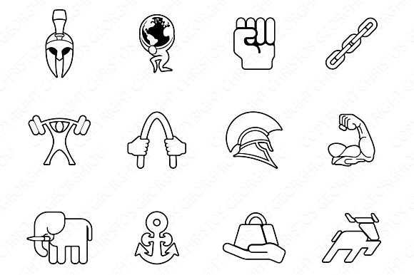 Strength icons flat, simple and fill in Simple Icons - product preview 1