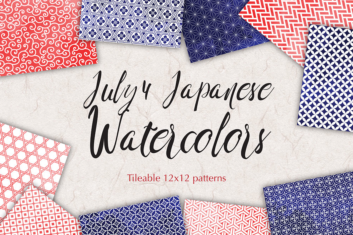 July 4 Watercolor Digital Patterns in Patterns - product preview 8