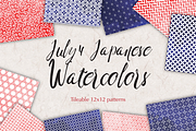 July 4 Watercolor Digital Patterns