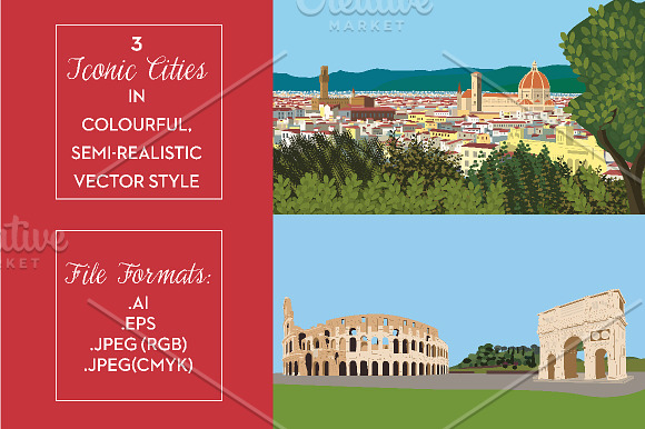 Italian cities vector landscapes in Illustrations - product preview 1