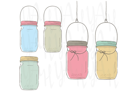 Hand Draw Wedding Mason Jar in Illustrations - product preview 1
