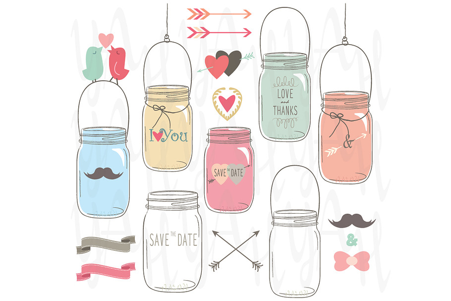 Wedding Mason Jar in Illustrations - product preview 8