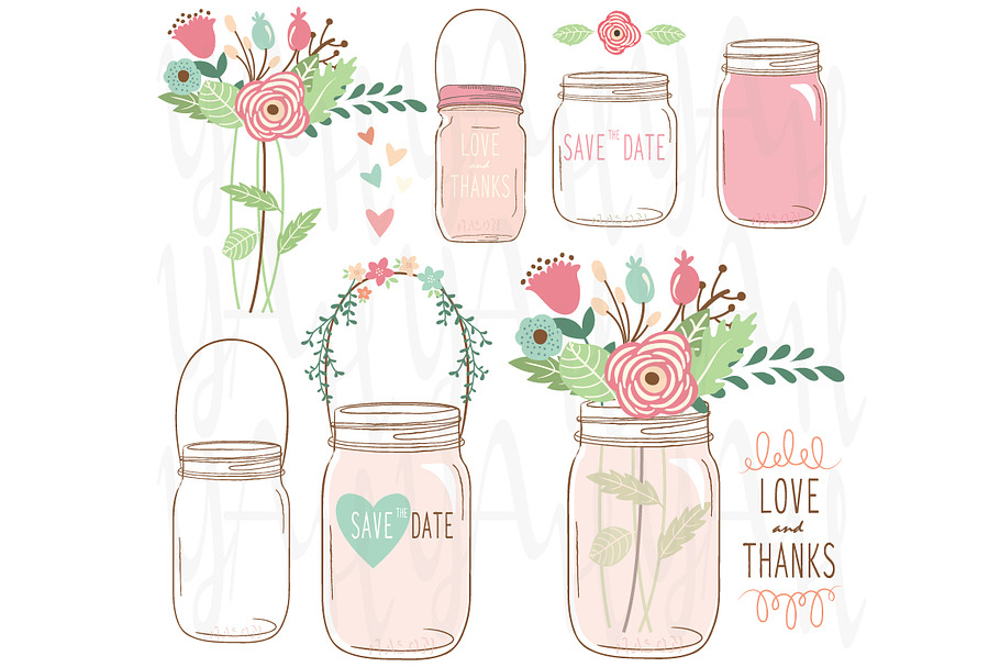 Flower Mason Jar in Illustrations - product preview 8