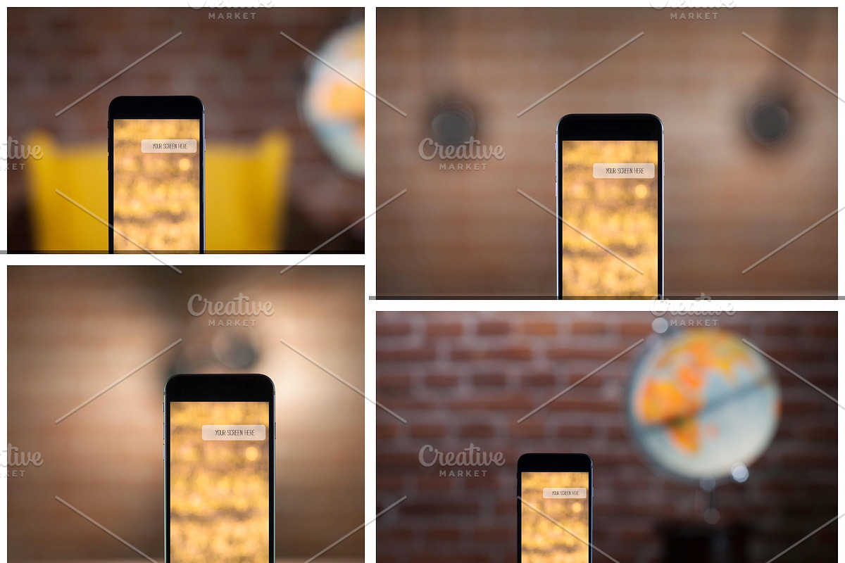 Set from 4 iPhone mockups in Mobile & Web Mockups - product preview 8