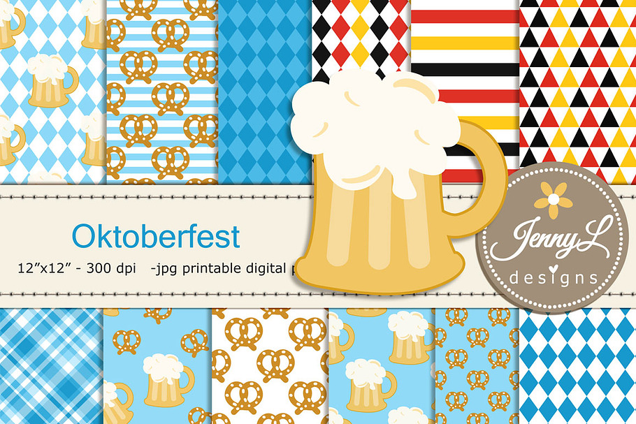 Oktoberfest Digital Papers & Clipart