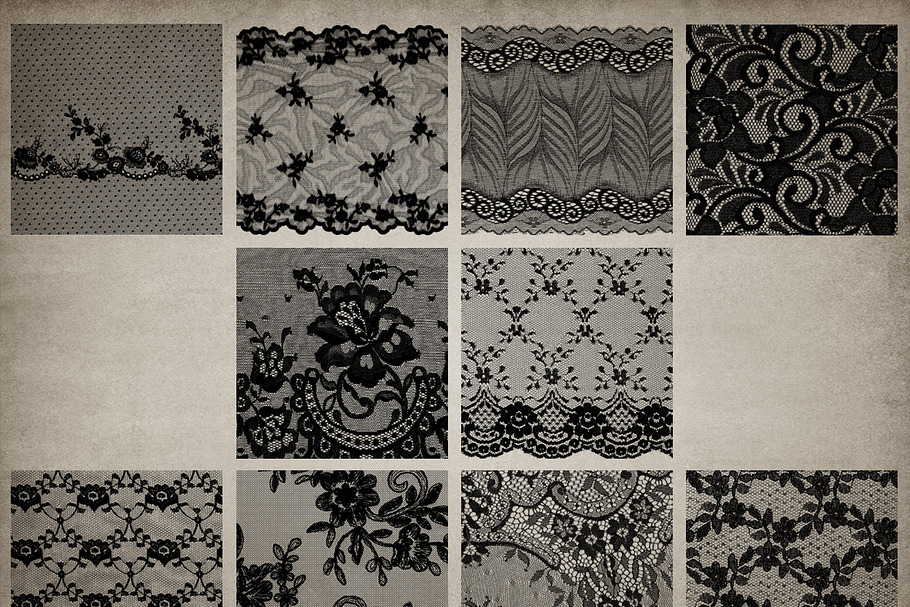 Black Lace PNG Overlays