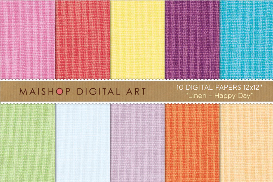 Digital Paper - Linen Happy Day in Textures - product preview 8