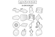 Race icons set in outline style