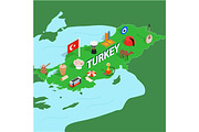 Turkey map, isometric 3d style