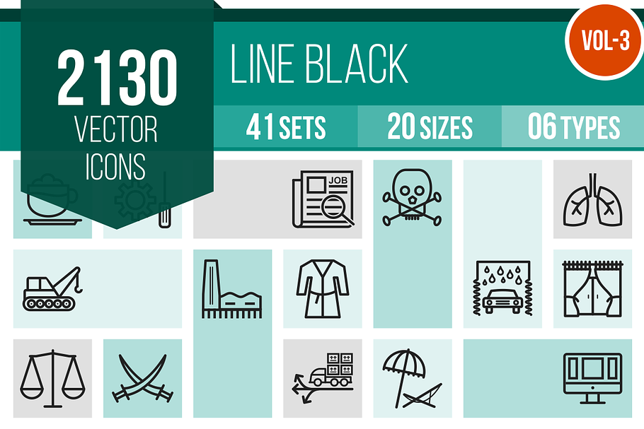 2130 Line Icons (V3) in Graphics - product preview 8
